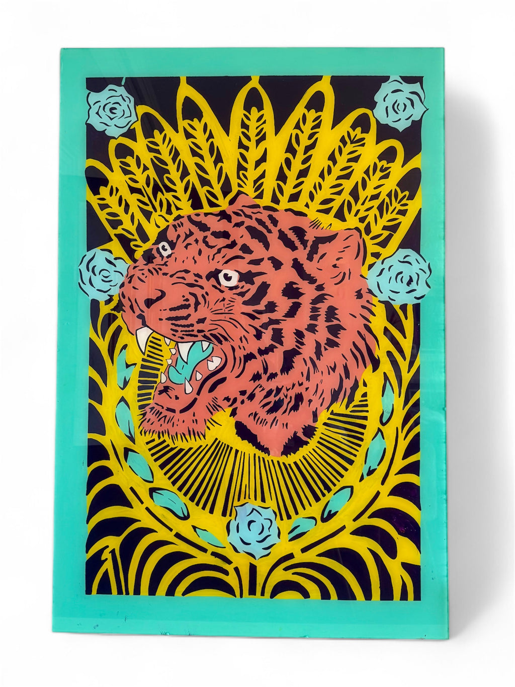 TIGER HAND SPRAYED ON THICK PERSPEX LARGE (120cm x 80cm)